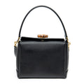 Shoulder Bag Bamboo Turnlock Top Handle Black Calfskin Leather