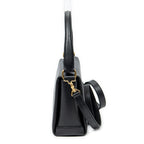 Shoulder Bag Bamboo Turnlock Top Handle Black Calfskin Leather