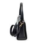 Shoulder Bag Bamboo Turnlock Top Handle Black Calfskin Leather