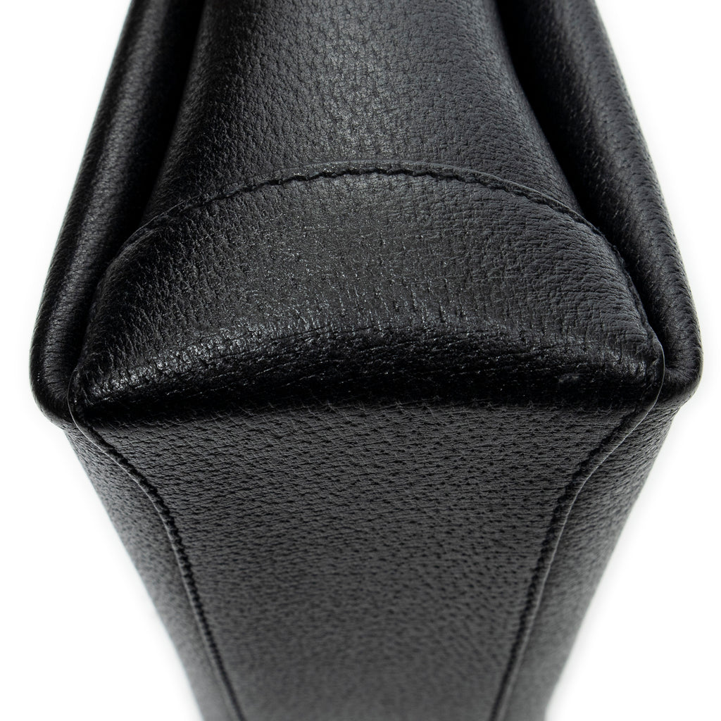 Shoulder Bag Bamboo Turnlock Top Handle Black Calfskin Leather