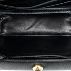 Shoulder Bag Bamboo Turnlock Top Handle Black Calfskin Leather