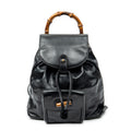 Mochila Mini Bambú Piel de Becerro Negra
