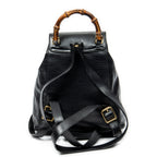 Mochila Mini Bambú Piel de Becerro Negra