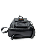 Mochila Mini Bambú Piel de Becerro Negra