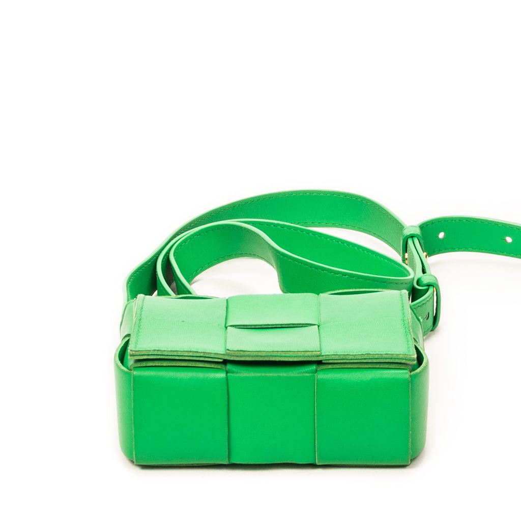 Shoulder Bag Mini Cassette Crossbody Green Maxi Intrecciato Leather