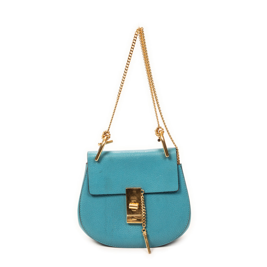 Shoulder Bag Mini Drew Blue Goatskin Leather