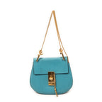 Shoulder Bag Mini Drew Blue Goatskin Leather