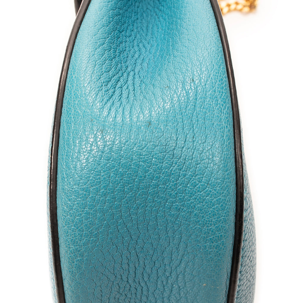 Shoulder Bag Mini Drew Blue Goatskin Leather