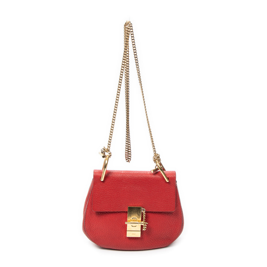 Shoulder Bag Mini Drew Red Goatskin Leather