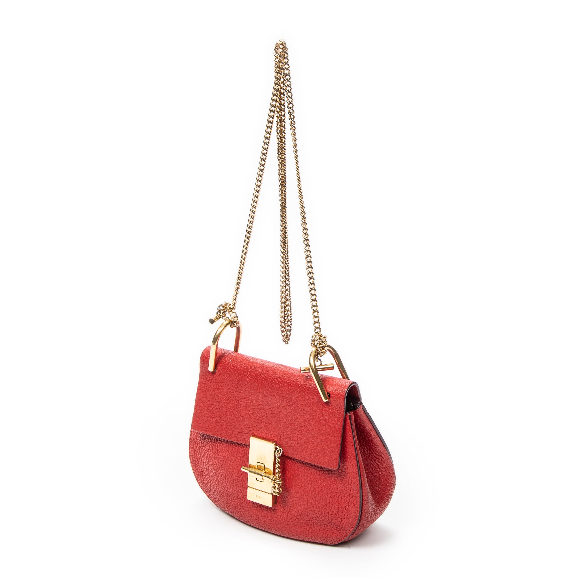 Shoulder Bag Mini Drew Red Goatskin Leather