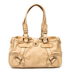Shoulder Bag Vtintage Handbag Beige Calfskin Leather