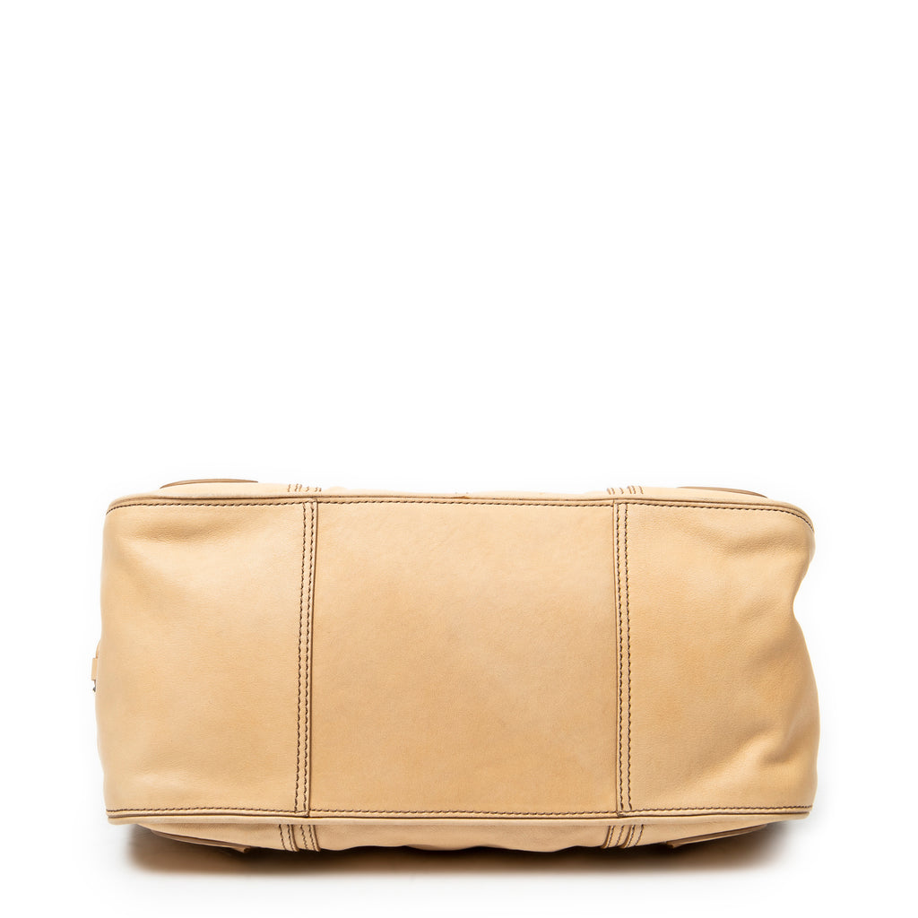 Shoulder Bag Vtintage Handbag Beige Calfskin Leather