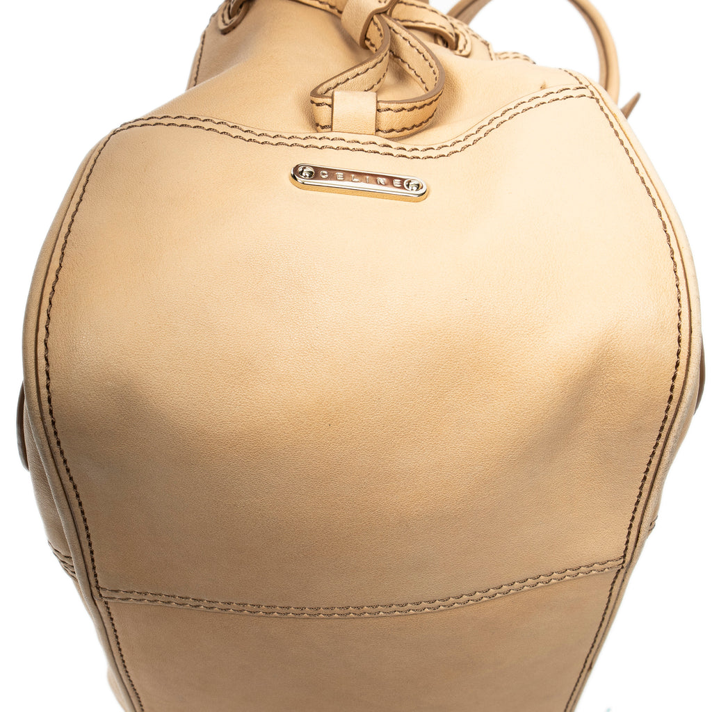 Shoulder Bag Vtintage Handbag Beige Calfskin Leather