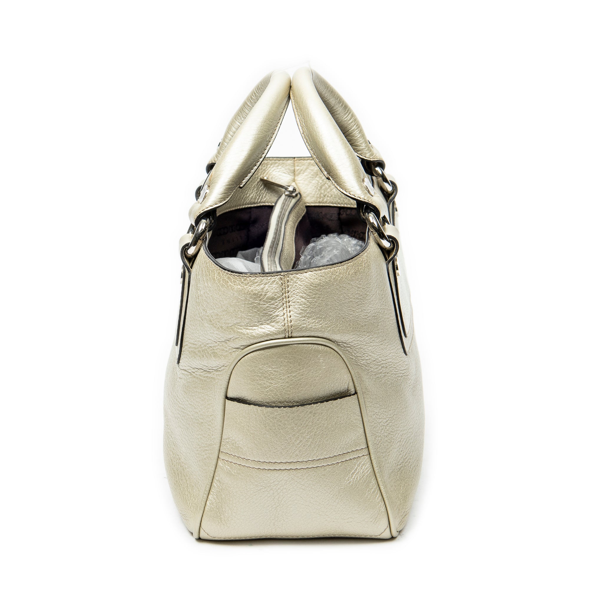 Handbag Boogie Bag Light Gold Grained Calfskin Leather