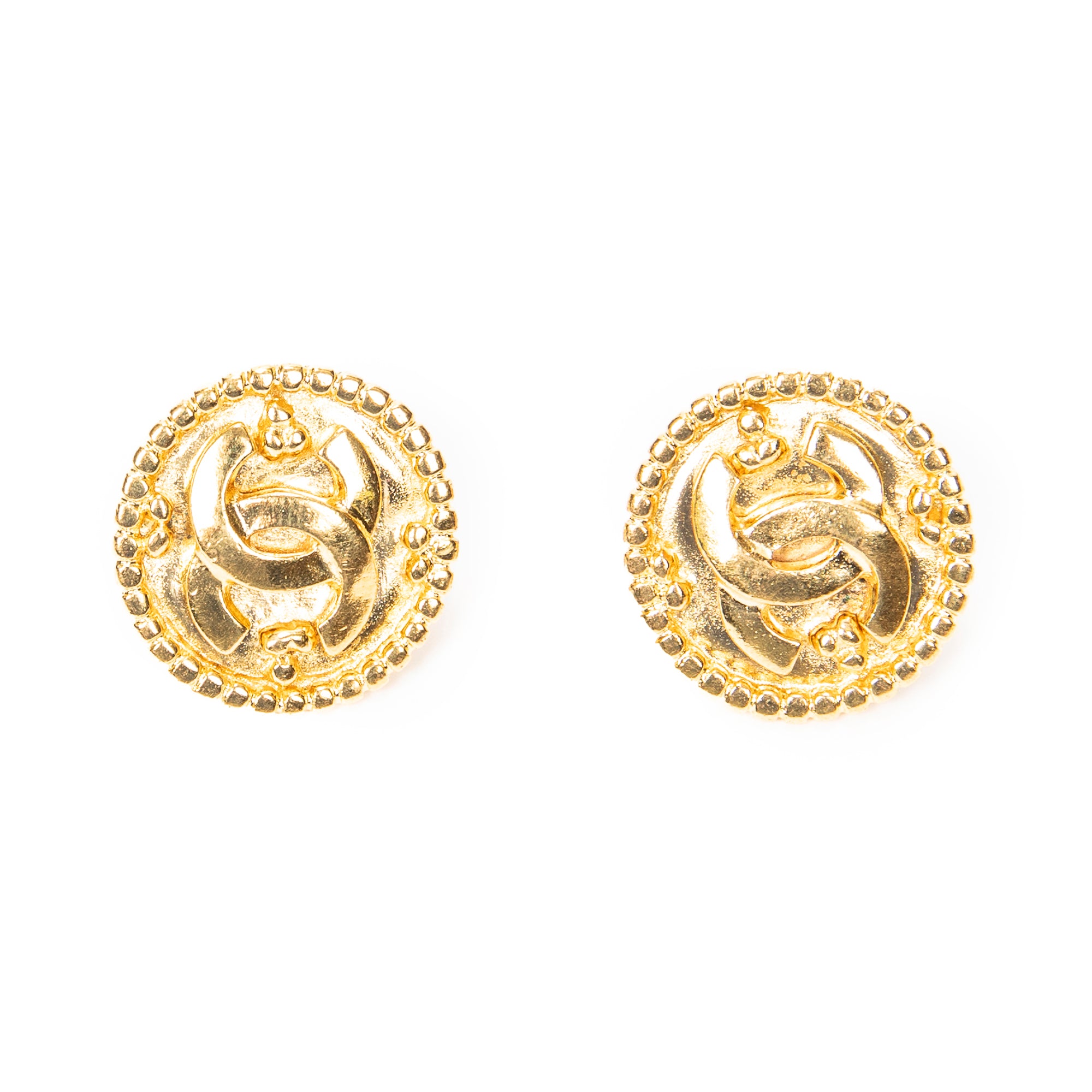 Earrings CC Round Clip On Earrings Gold Gold Plated
