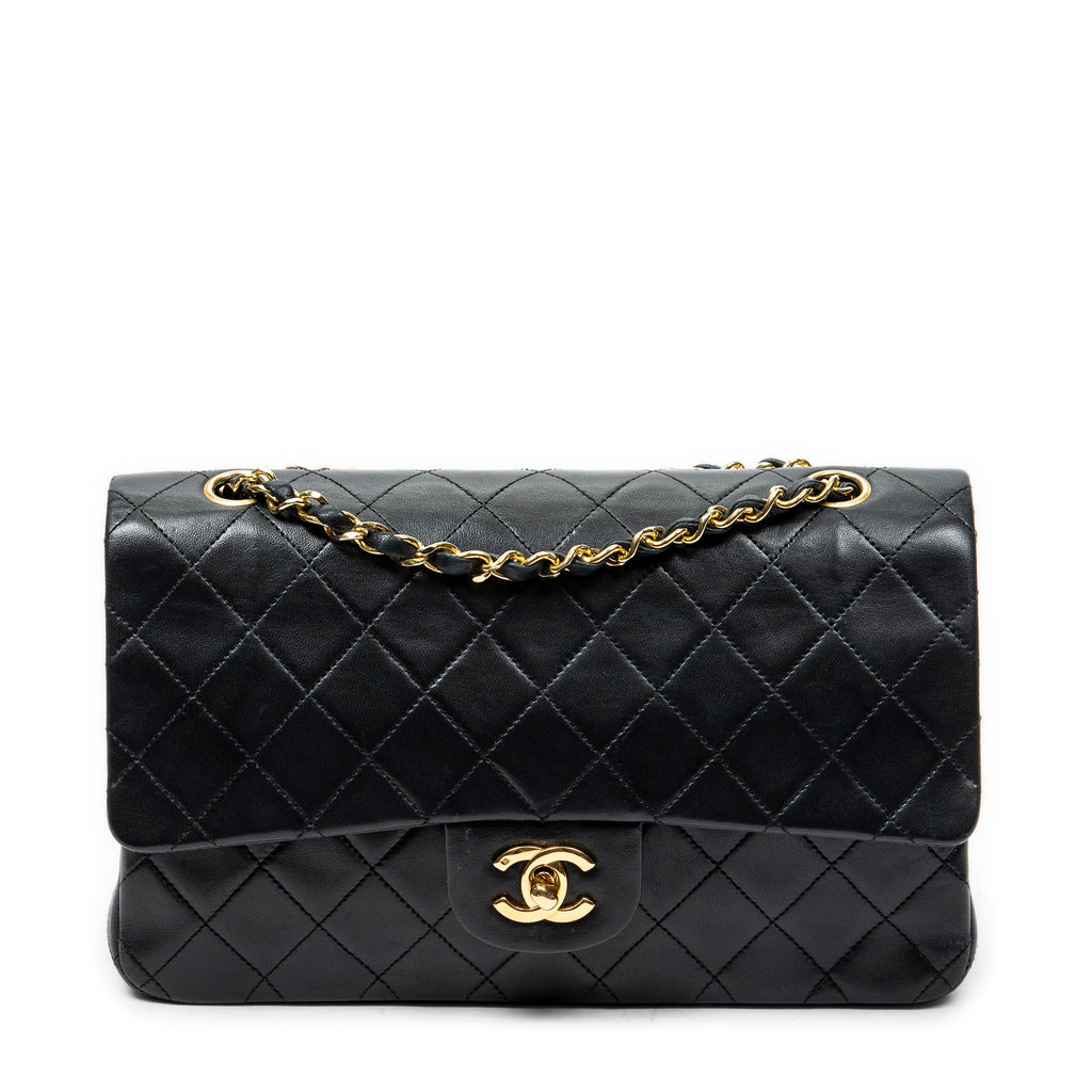 Bolso de Hombro Clásico Doble Solapa 26 Piel de Becerro Negra