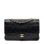 Bolso de Hombro Clásico Doble Solapa 26 Piel de Becerro Negra