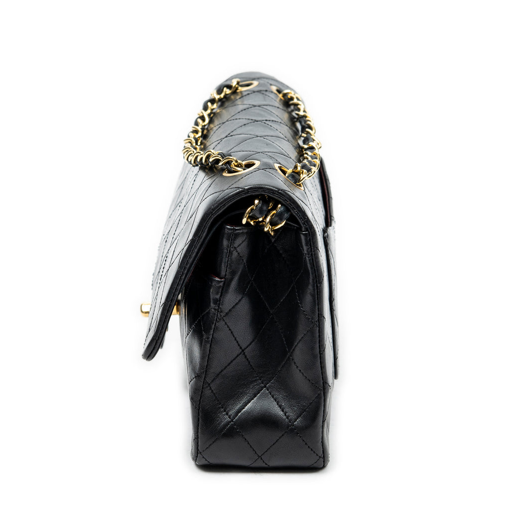Bolso de Hombro Clásico Doble Solapa 26 Piel de Becerro Negra