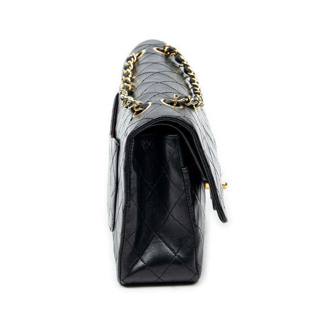 Bolso de Hombro Clásico Doble Solapa 26 Piel de Becerro Negra