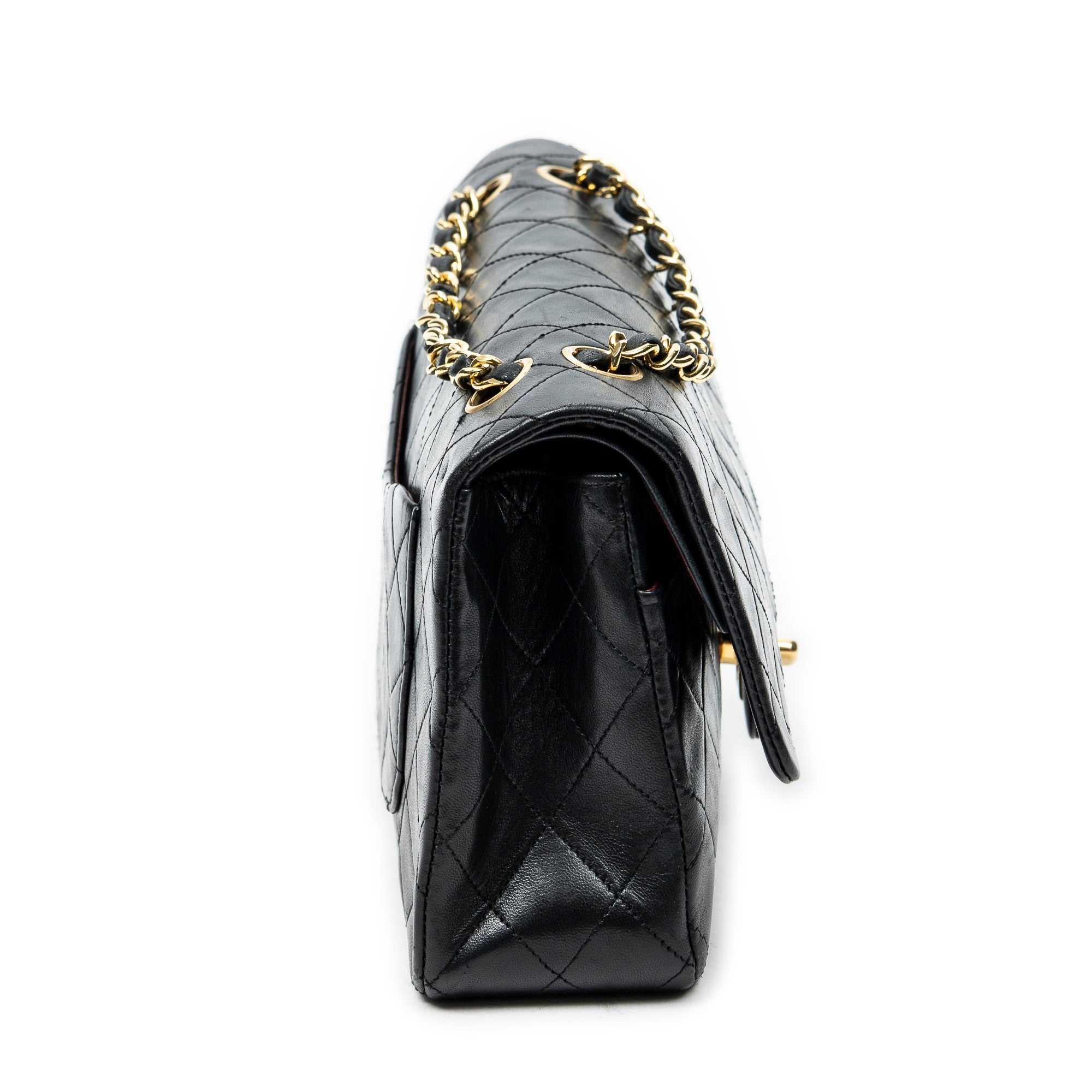 Bolso de Hombro Clásico Doble Solapa 26 Piel de Becerro Negra