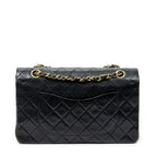 Bolso de Hombro Clásico Doble Solapa 26 Piel de Becerro Negra
