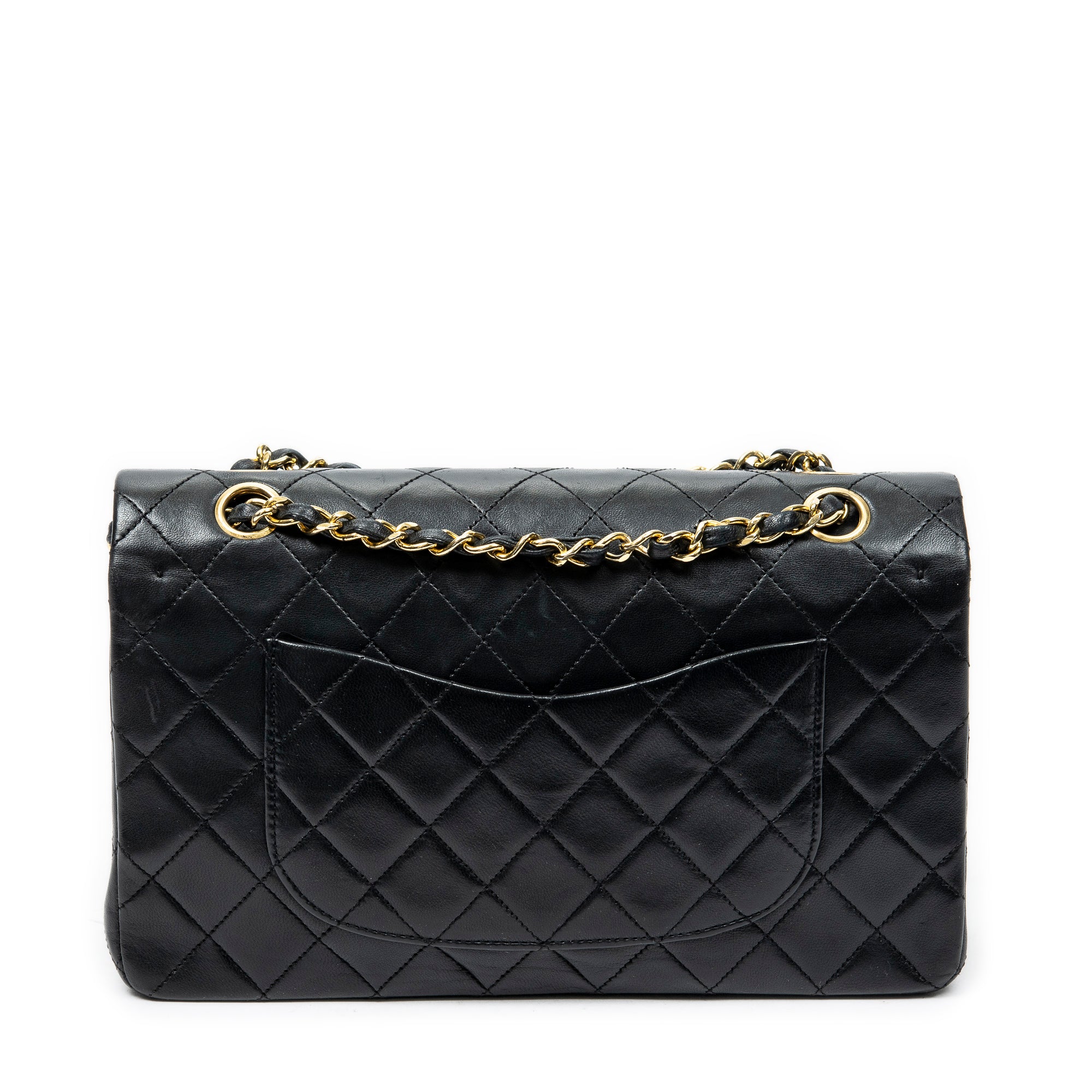 Bolso de Hombro Clásico Doble Solapa 26 Piel de Becerro Negra