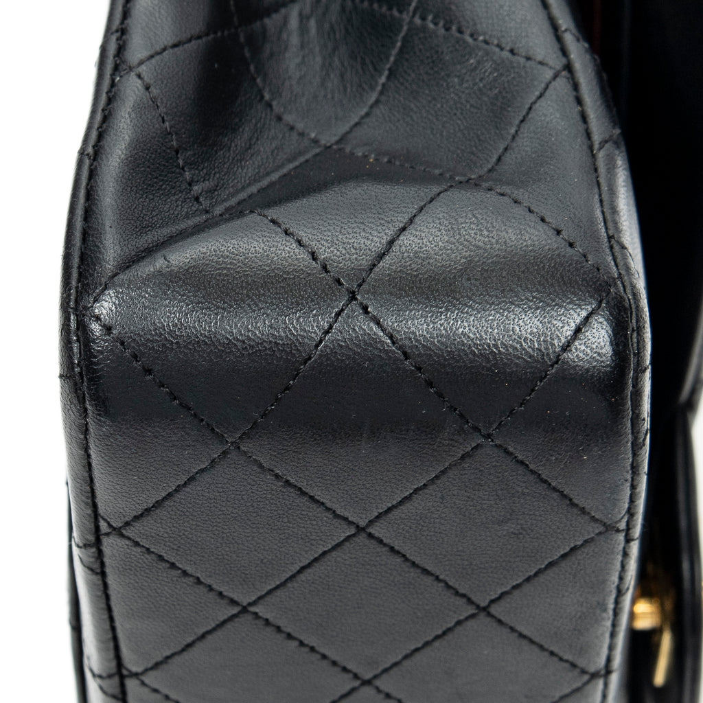 Bolso de Hombro Clásico Doble Solapa 26 Piel de Becerro Negra