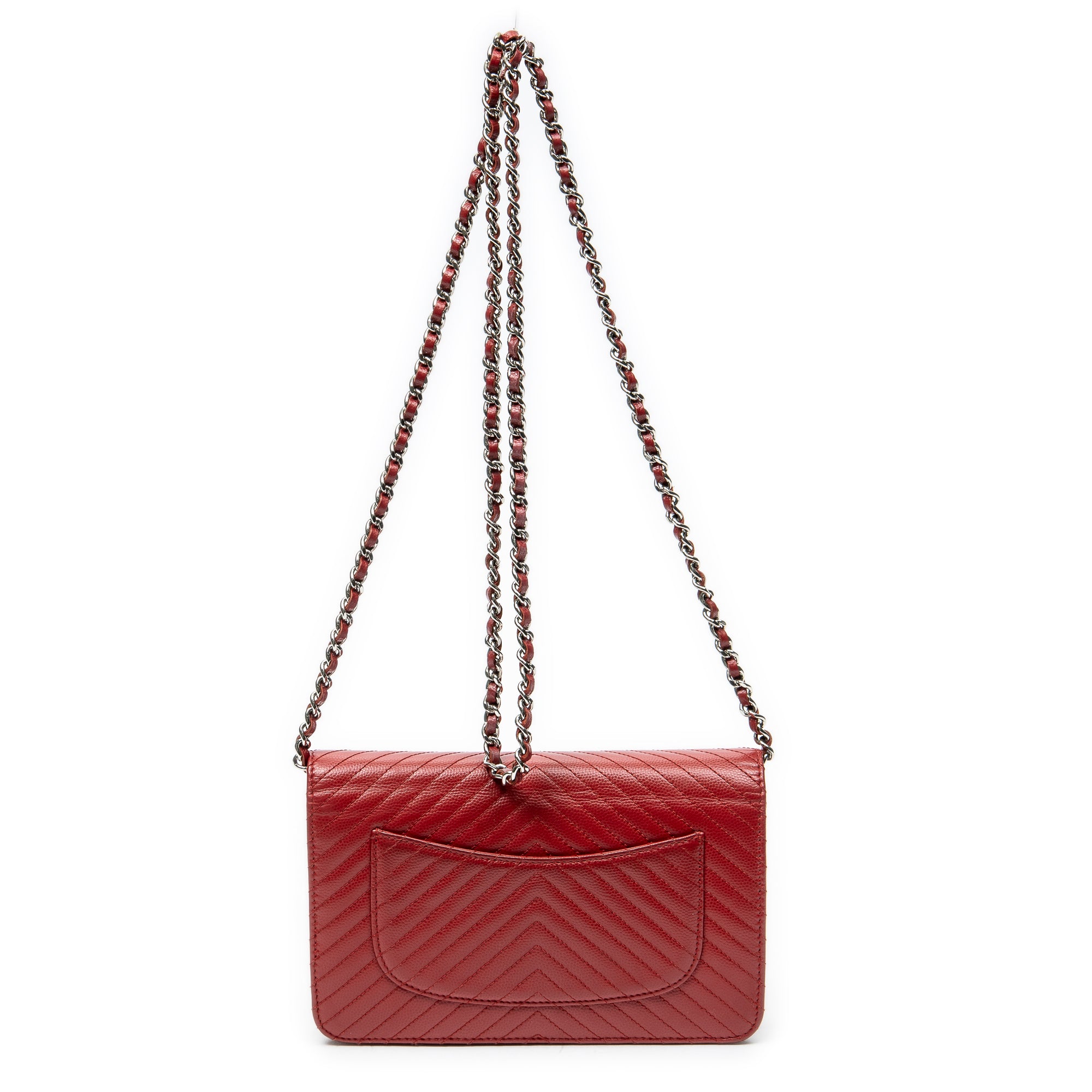 Shoulder Bag Timeless Wallet on Chain Red Chevron Caviar Leather