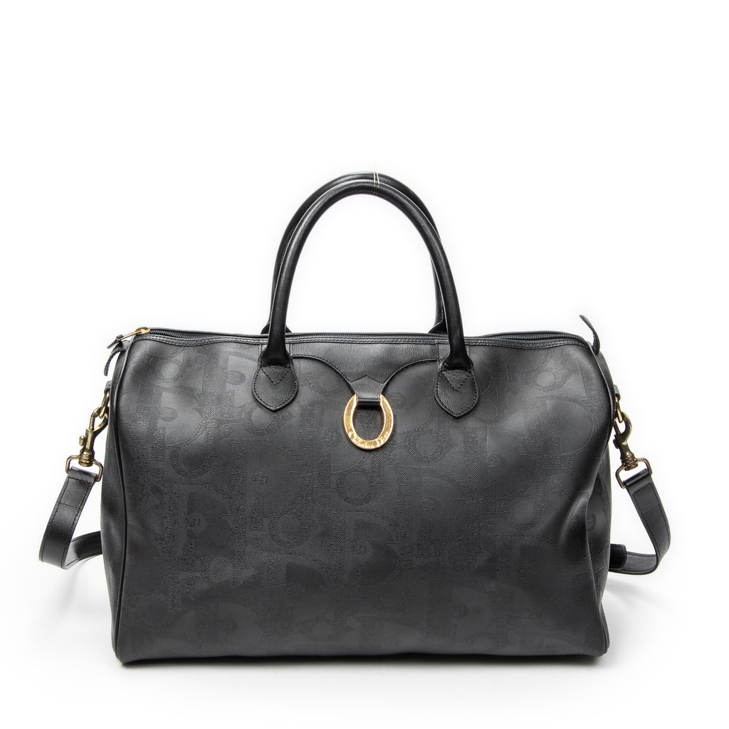 Travel Bag Vintage Medium Travel Boston Black Diorissimo Coated Canvas