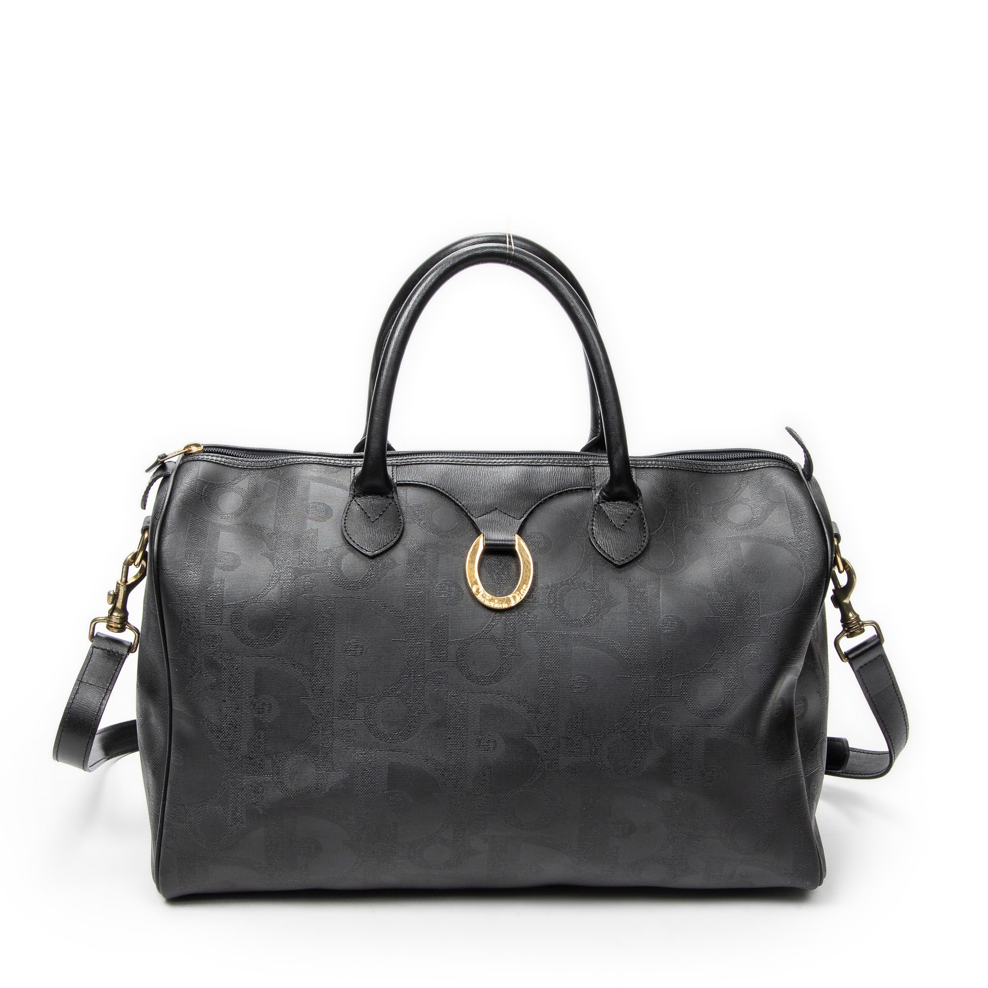 Travel Bag Vintage Medium Travel Boston Black Diorissimo Coated Canvas