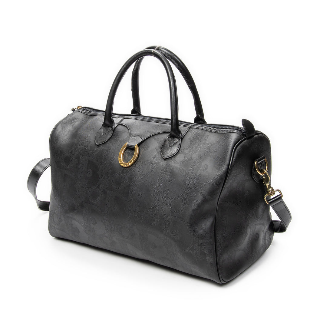 Travel Bag Vintage Medium Travel Boston Black Diorissimo Coated Canvas