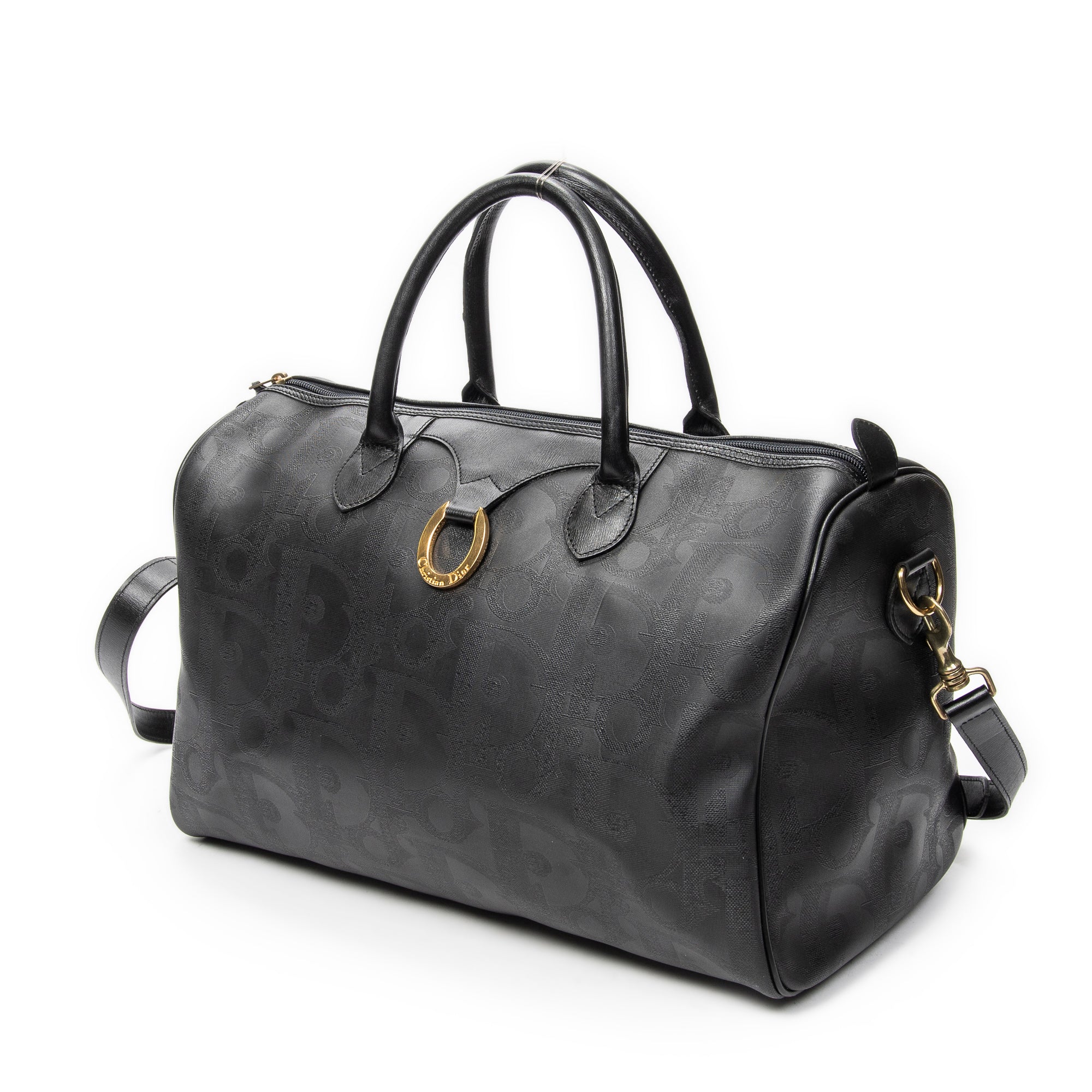 Travel Bag Vintage Medium Travel Boston Black Diorissimo Coated Canvas