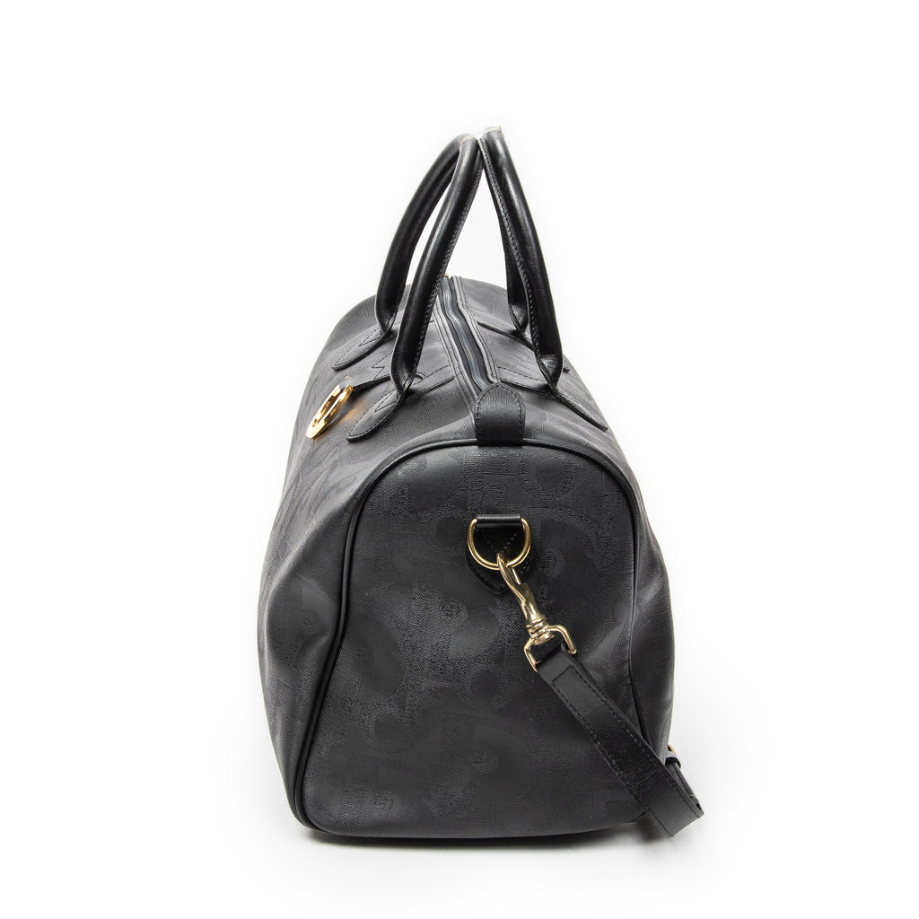 Travel Bag Vintage Medium Travel Boston Black Diorissimo Coated Canvas