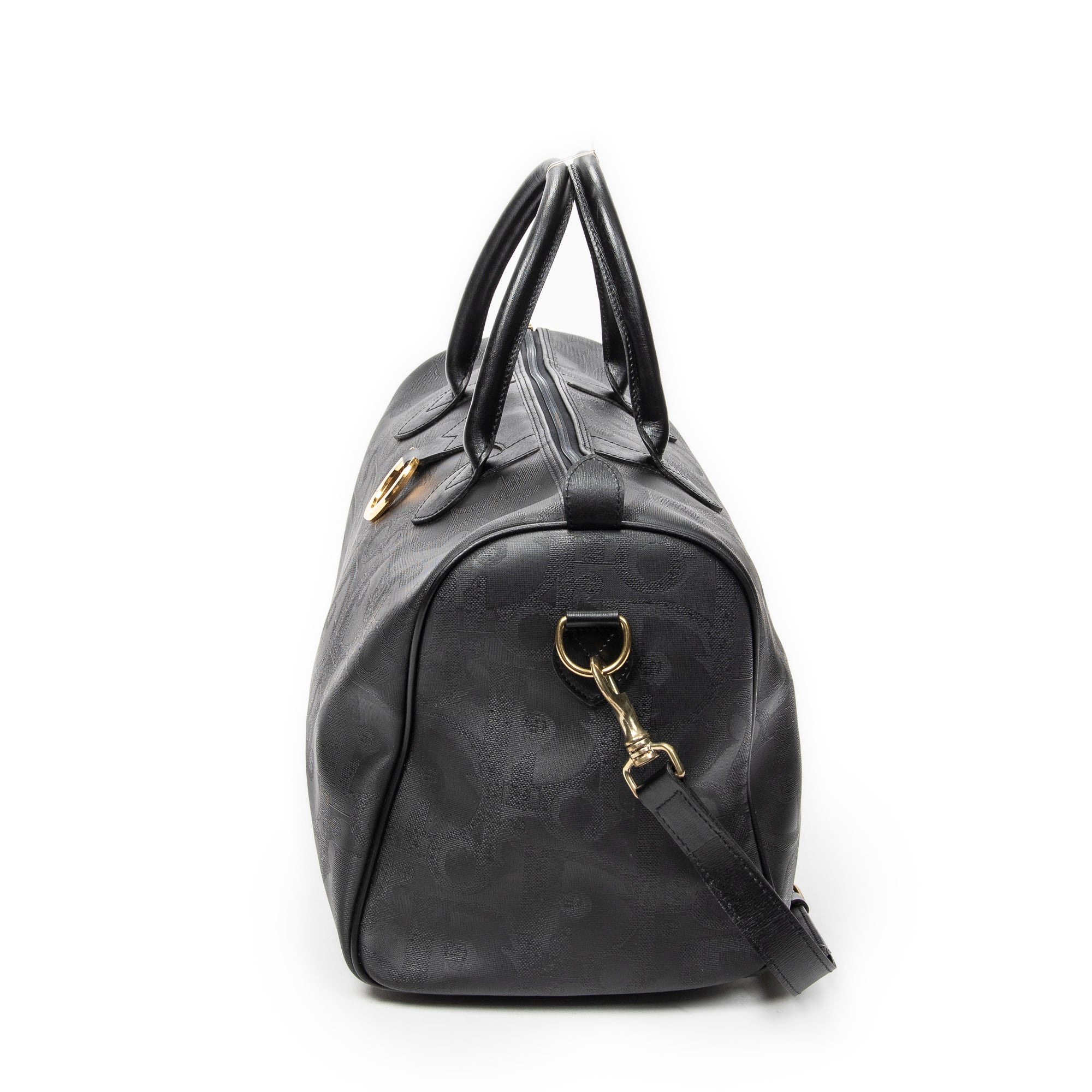 Travel Bag Vintage Medium Travel Boston Black Diorissimo Coated Canvas