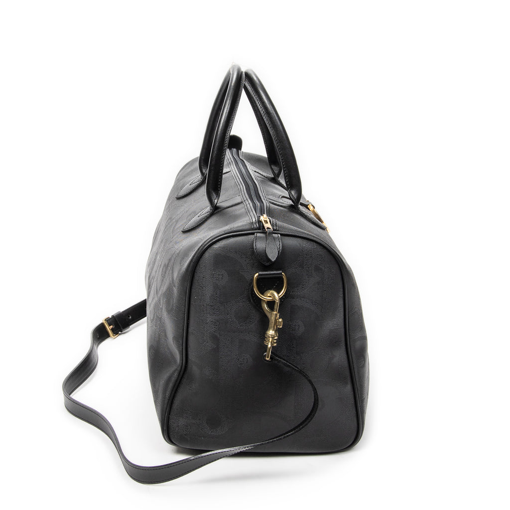 Travel Bag Vintage Medium Travel Boston Black Diorissimo Coated Canvas