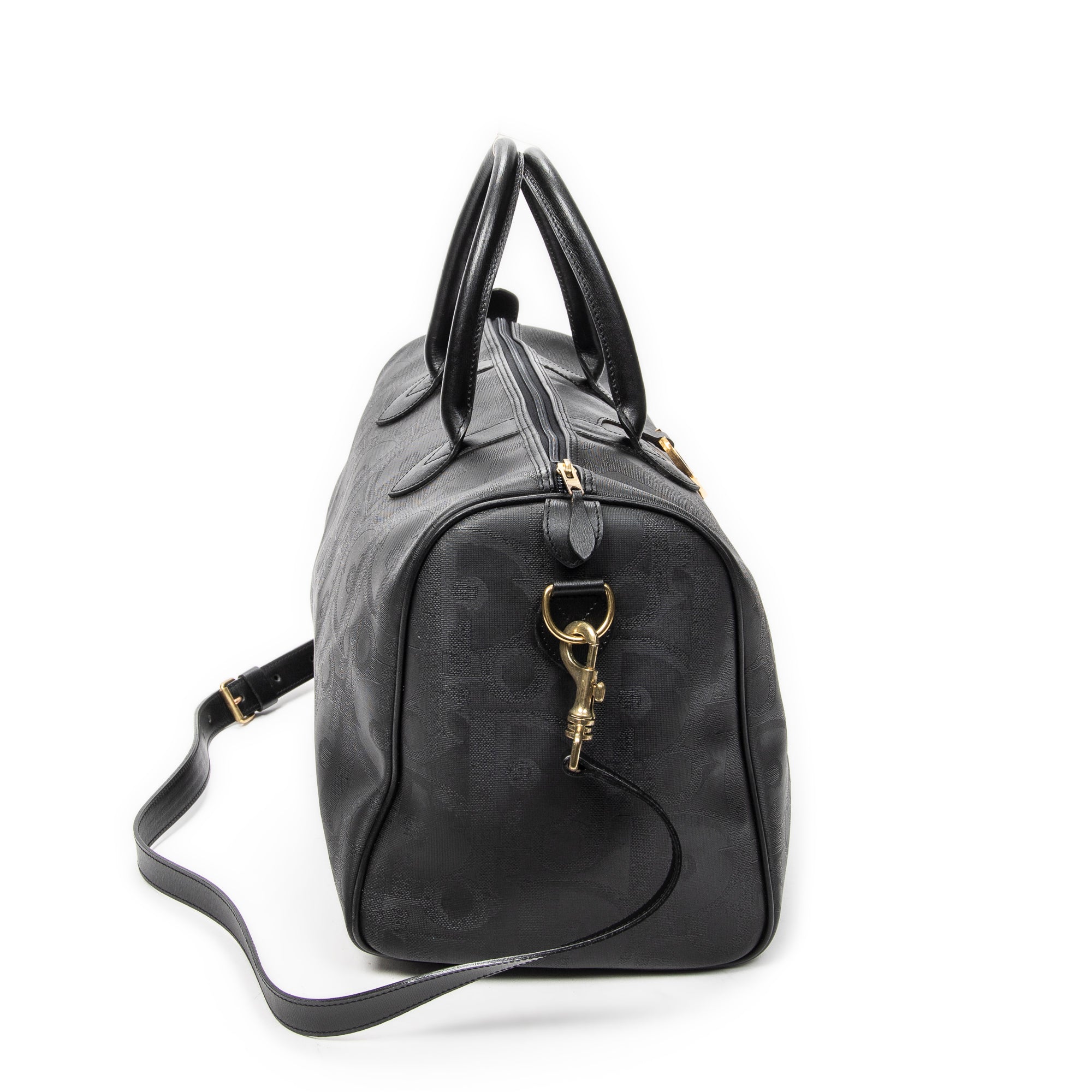 Travel Bag Vintage Medium Travel Boston Black Diorissimo Coated Canvas