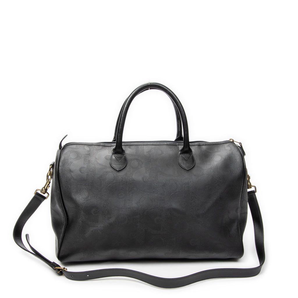 Travel Bag Vintage Medium Travel Boston Black Diorissimo Coated Canvas