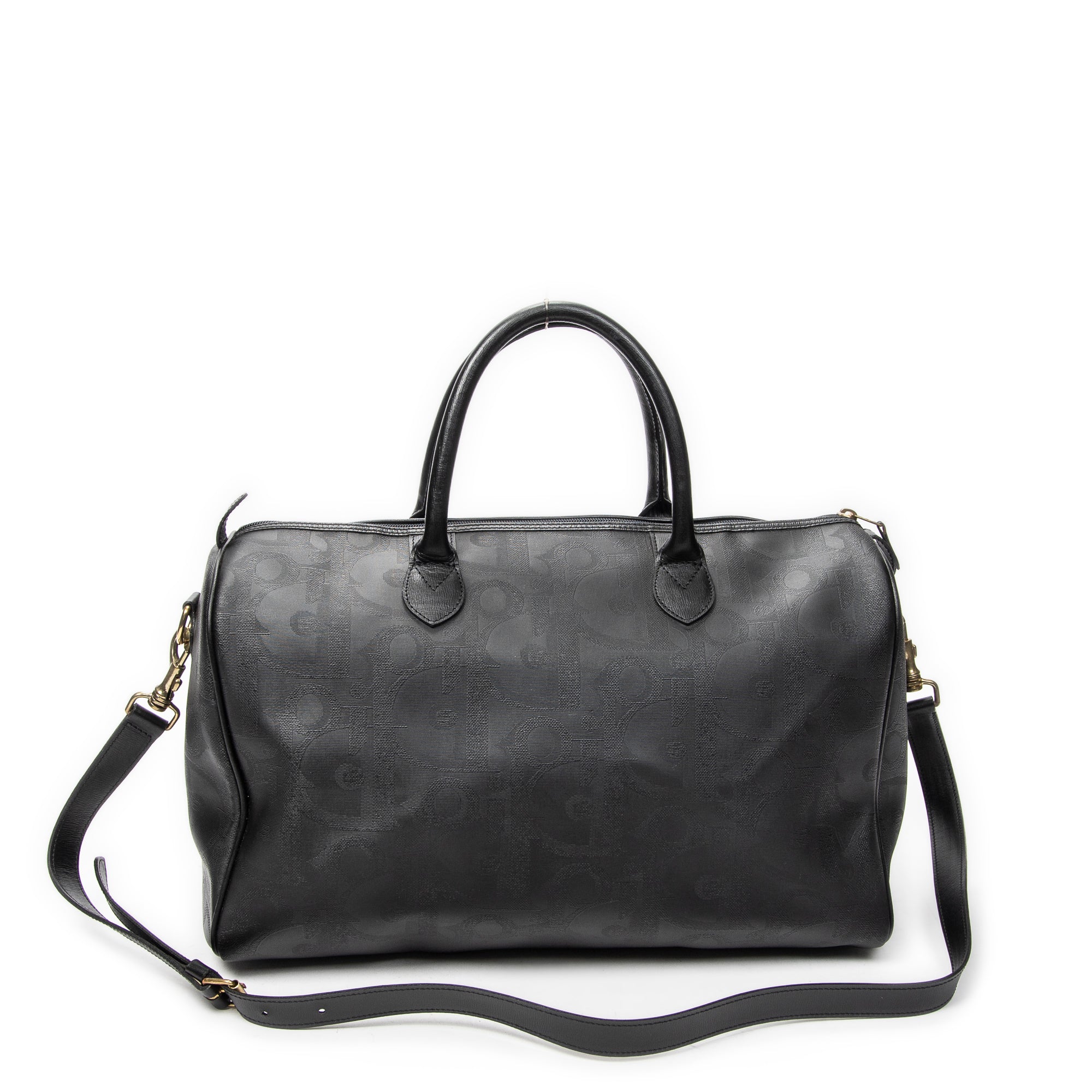Travel Bag Vintage Medium Travel Boston Black Diorissimo Coated Canvas