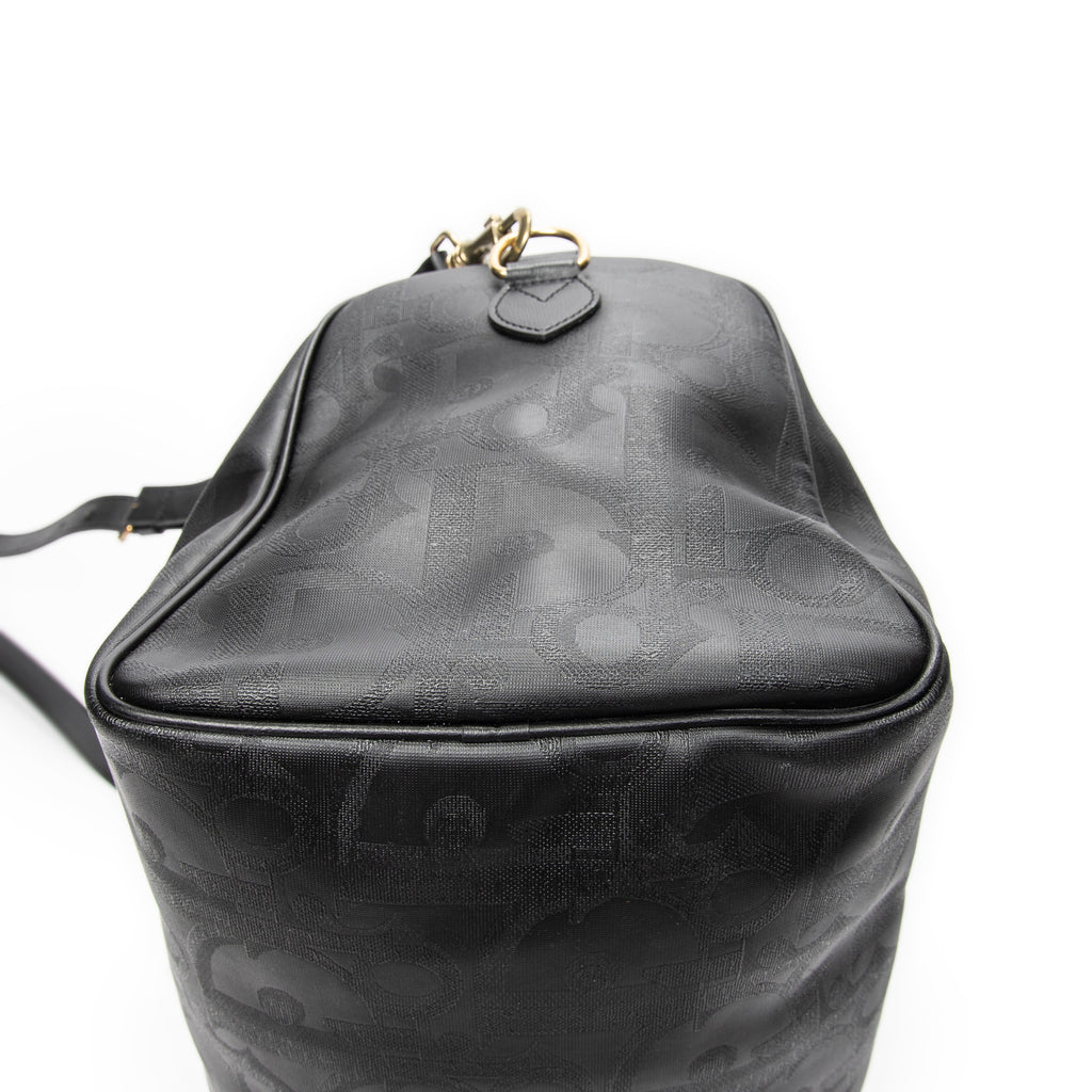Travel Bag Vintage Medium Travel Boston Black Diorissimo Coated Canvas