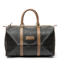 Travel Bag Medium Vintage Travel Boston Dark Brown Honeycomb Coated Canvas