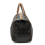 Travel Bag Medium Vintage Travel Boston Dark Brown Honeycomb Coated Canvas