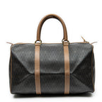Travel Bag Medium Vintage Travel Boston Dark Brown Honeycomb Coated Canvas