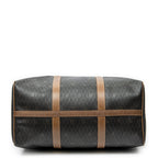 Travel Bag Medium Vintage Travel Boston Dark Brown Honeycomb Coated Canvas