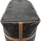 Travel Bag Medium Vintage Travel Boston Dark Brown Honeycomb Coated Canvas