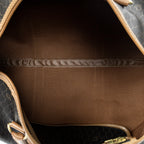Travel Bag Medium Vintage Travel Boston Dark Brown Honeycomb Coated Canvas