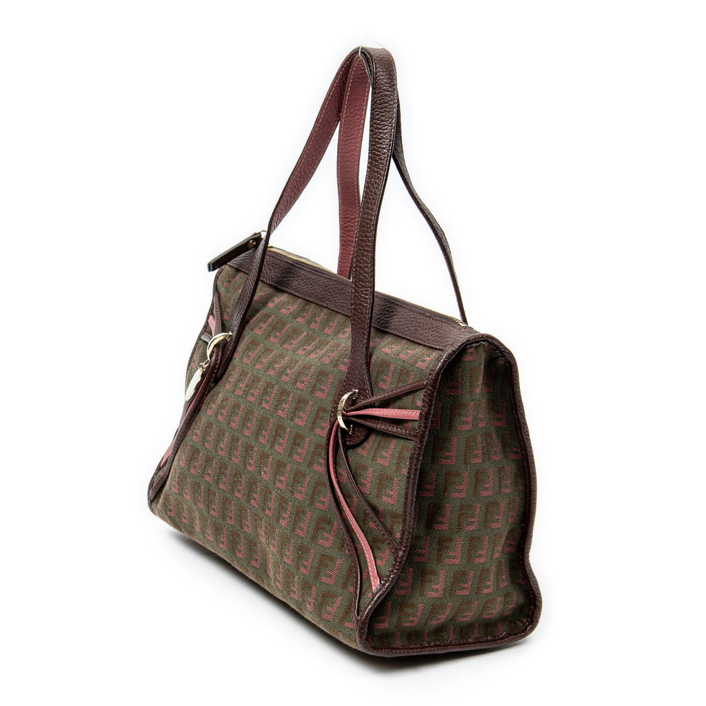 Shoulder Bag Triple Strand Boston Olive Green Zucchino Canvas
