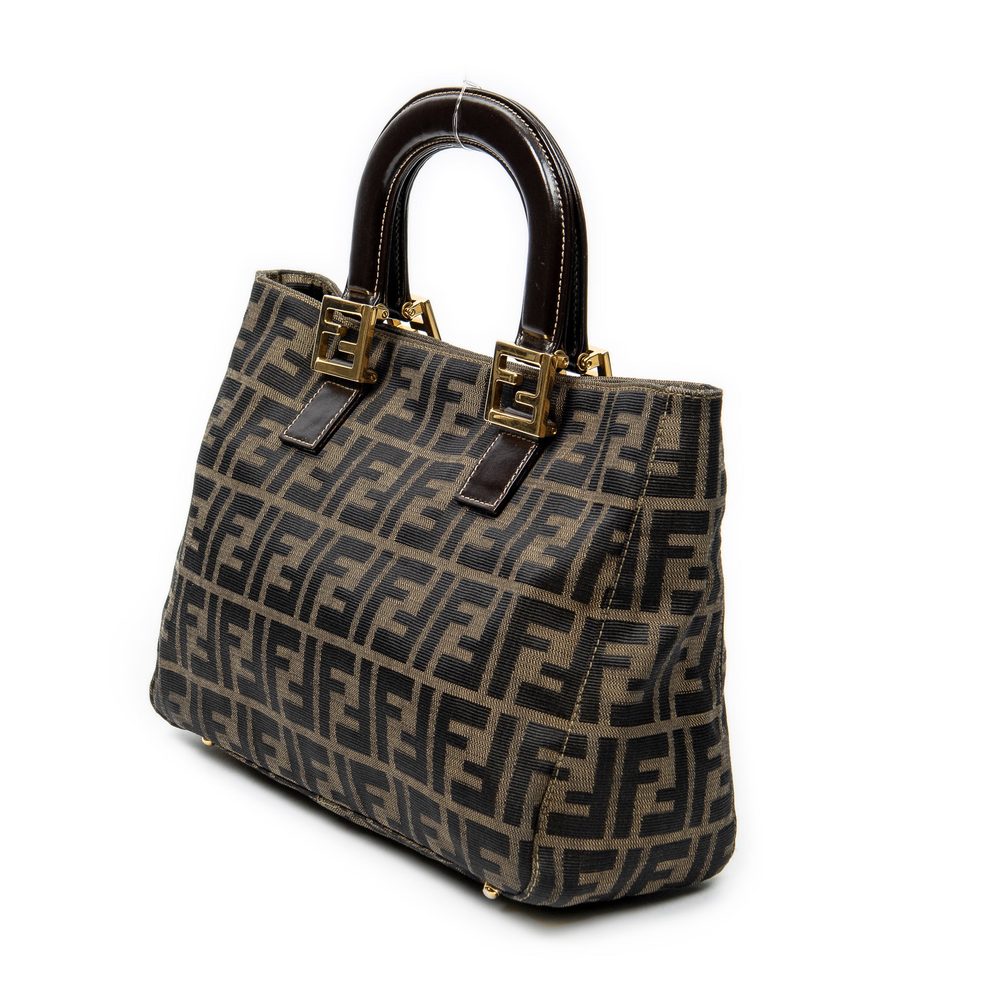 Handbag Small Tote Beige Zucca Canvas