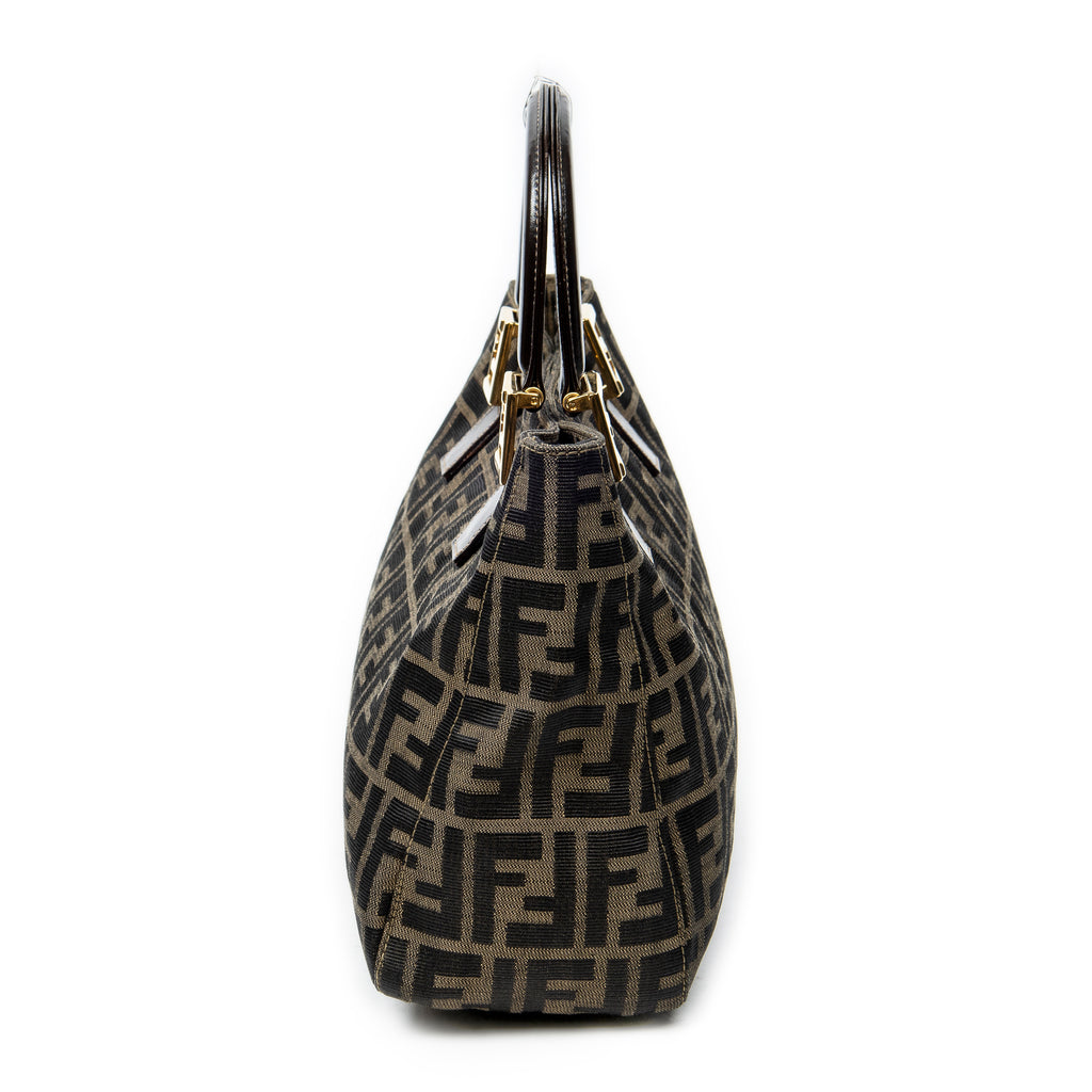 Handbag Small Tote Beige Zucca Canvas