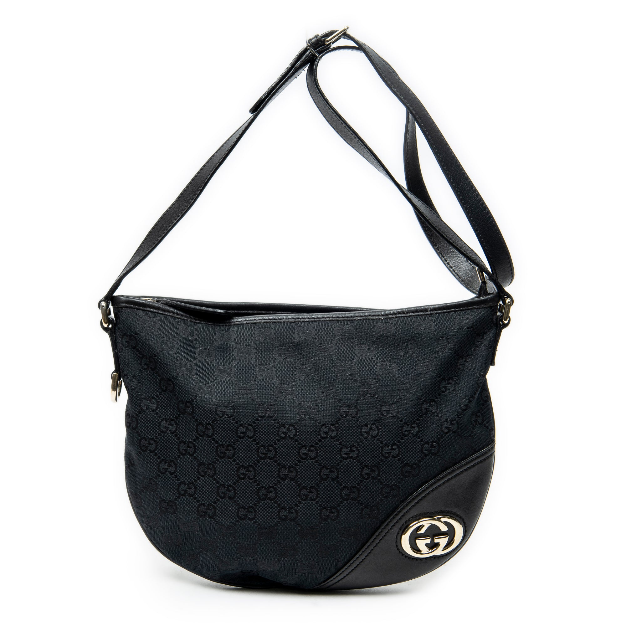 Shoulder Bag Britt Messenger Hobo Black Monogrammed Canvas