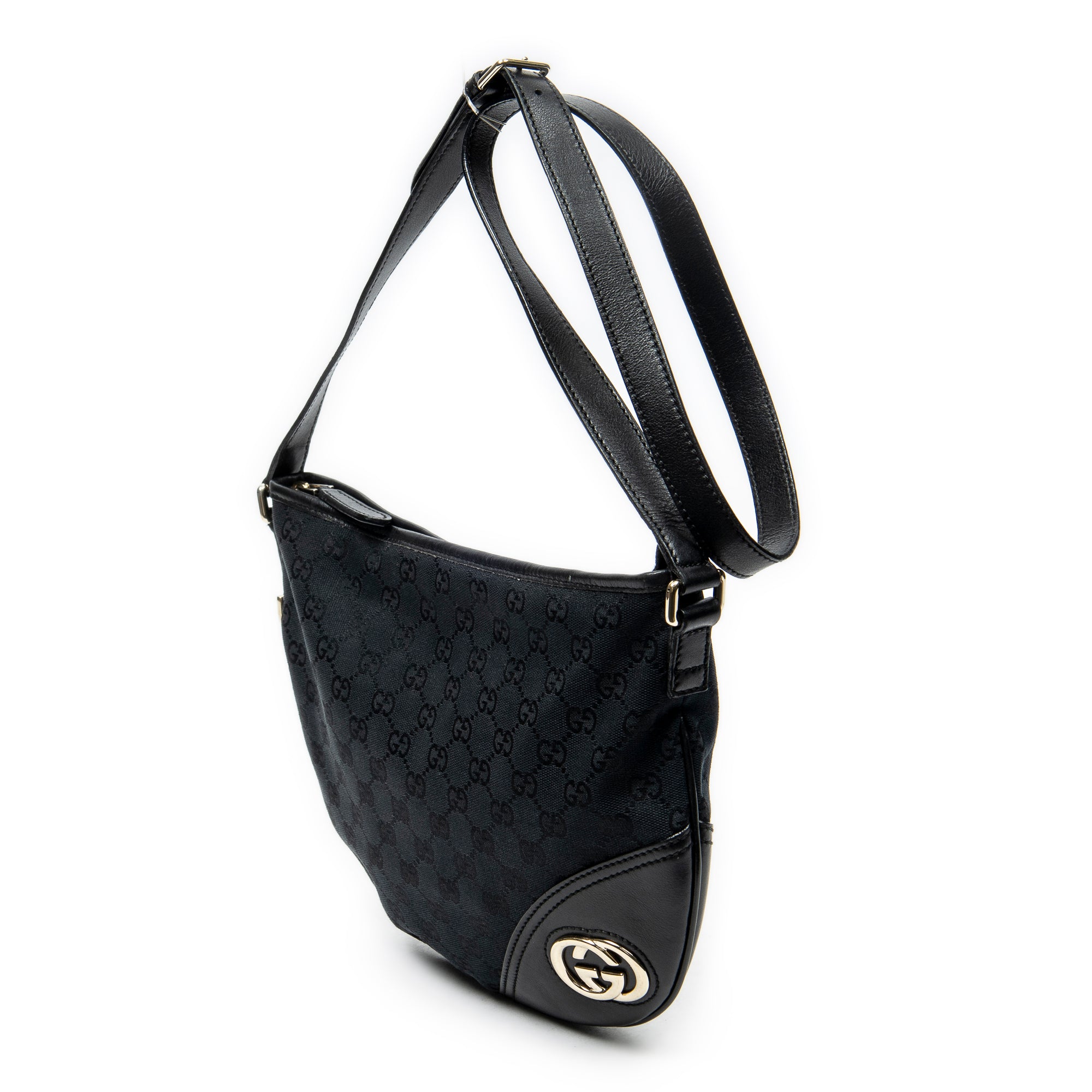 Shoulder Bag Britt Messenger Hobo Black Monogrammed Canvas